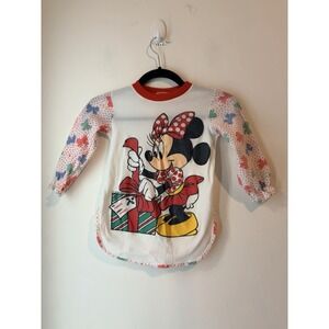 Vintage Minnie Mouse Christmas Night Gown Girls 4T‎ White red Disney Classic